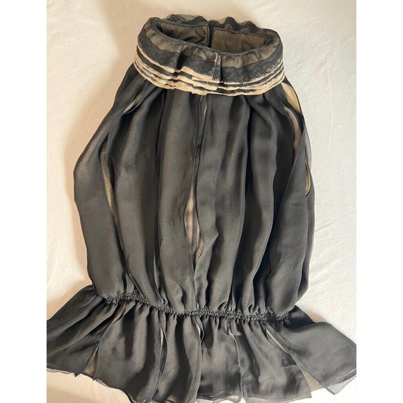 Robert Rodriguez Womens Blouse Black Sleeveless Keyhole Neck Ruffles Chiffon M - Picture 10 of 10